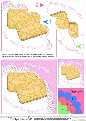 Custard Cream Biscuit Birthday Shell Edged Corner Stacker