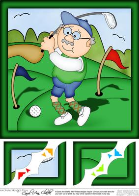 8 x 8 Bert Plays Golf Scalloped Corner Topper
