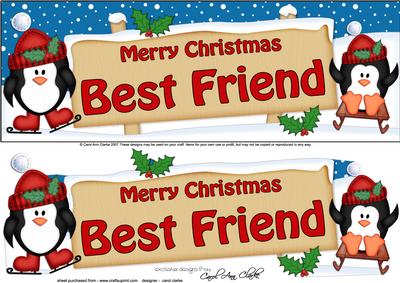 Xmas Best Friend Penguins Signpost Lge Dl Easicut Decoupage