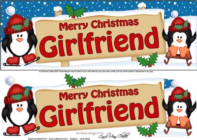Xmas Girlfriend Penguins Signpost Lge Dl Easicut Decoupage