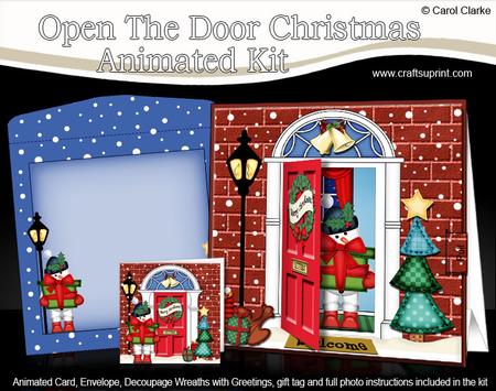 3D Xmas Snowman's Present Animated Moveable Open Door Card
