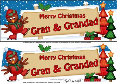 Xmas Gran & Granda Robin Signpost Lge Dl Decoupage