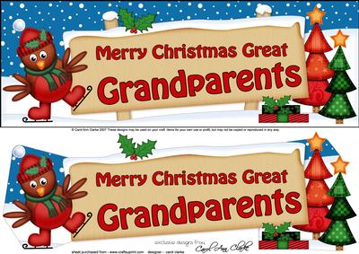 Xmas Great Grandparents Robin Signpost Lge Dl Decoupage