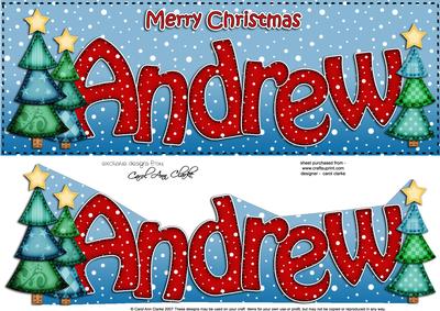 Merry Christmas Andrew Trees Large Dl & 3D Decoupage