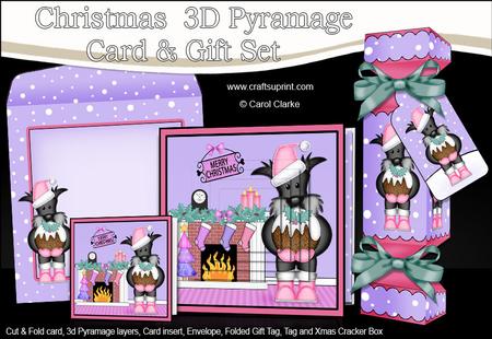 3D Scottie Dog Fireplace Xmas Pyramage Gift Set & Cracker