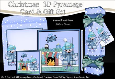 3D Robin Fireplace Xmas Pyramage Gift Set & Cracker