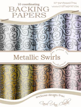 Metallics 'silver Metallic Swirls' Backing Papers Kit
