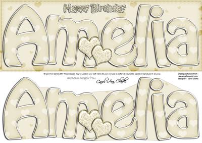 Birthday Amelia Hearts Large Dl 3D Decoupage