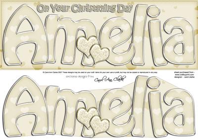Christening Amelia Hearts Large Dl 3D Decoupage