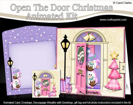 3D Xmas Penguin's Pudding Animated Moveable Open Door Card