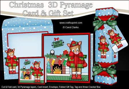 3D Gigi's Present Fireplace Xmas Pyramage Gift Set & Cracker
