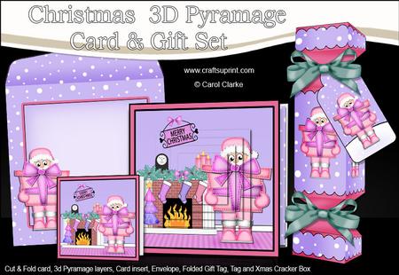 3D Santa Fireplace Xmas Pyramage Gift Set & Cracker