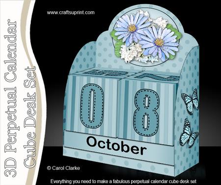 3D Daisies Perpetual Calendar Desk Set 3D Decoupage