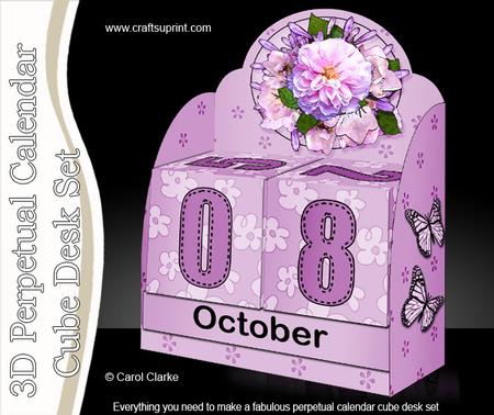 3D Rose Bouquet Perpetual Calendar Desk Set 3D Decoupage