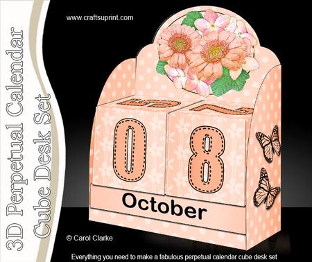 3D Flowers Perpetual Calendar Desk Set 3D Decoupage