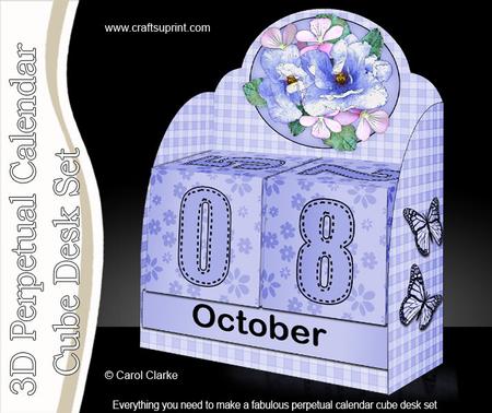 3D Pretty Flowers Perpetual Calendar Desk Set 3D Decoupage