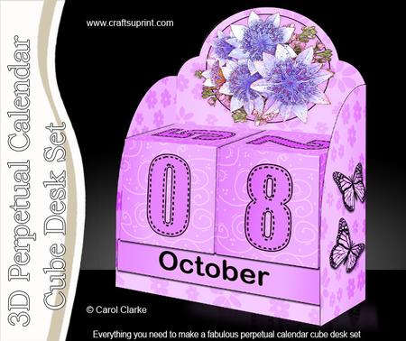 3D Pastel Blooms Perpetual Calendar Desk Set 3D Decoupage