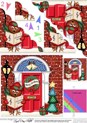 Singing Robin Christmas Door Scallop Corner Stacker Topper