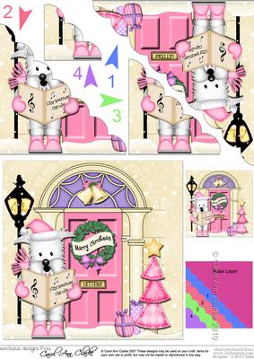 Singing Westie Christmas Door Scallop Corner Stacker Topper