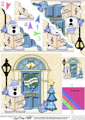 Singing Polar Bear Christmas Door Scallop Corner Stacker
