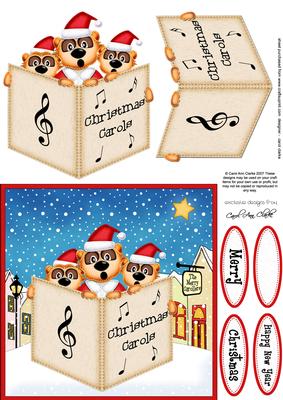 Carol Singing Meerkats Merry Carollers 3D Decoupage