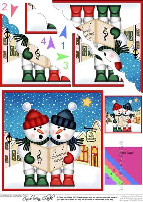 Carol Singing Snowmen Merry Carollers Scallop Corner