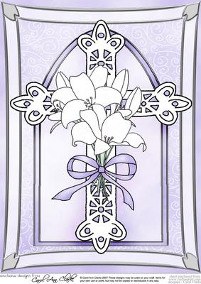 A4 Cross with Lillies