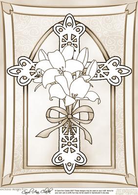 A4 Cross with Lillies