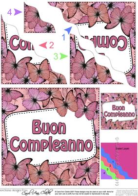 Italian Birthday Butterflies Wavy Corner Stacker