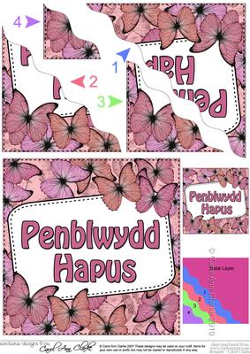 Welsh Gaelic Birthday Butterflies Wavy Corner Stacker