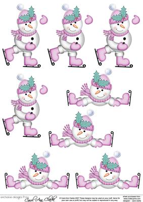 Xmas Snowmen 3D Decoupage Sheet