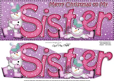 Large Dl Xmas Sister Snowmen Quick Card with 3D Decoupage