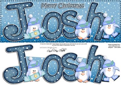 Merry Christmas Josh Penguins Large Dl & 3D Decoupage
