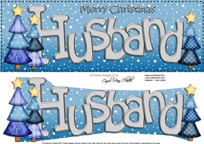 Merry Christmas Husband Trees Large Dl & 3D Decoupage