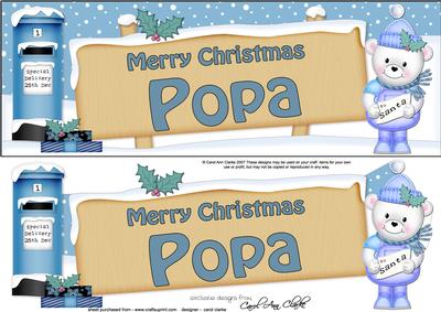 Christmas Popa Teddy Signpost Lge Dl Easicut Decoupage