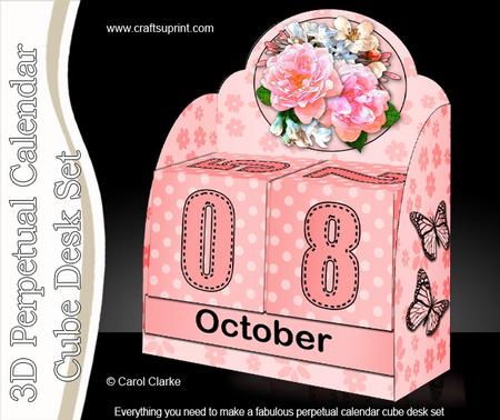 3D Floral Bouquet Perpetual Calendar Desk Set 3D Decoupage