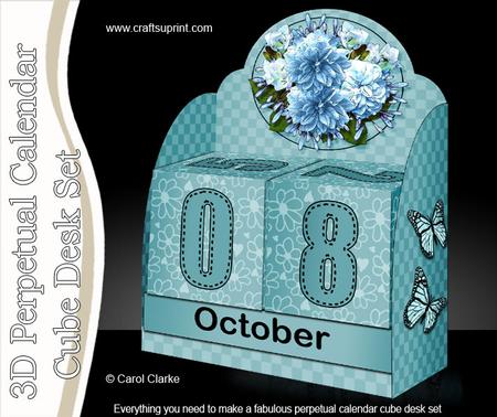 3D Pretty Blossoms Perpetual Calendar Desk Set 3D Decoupage