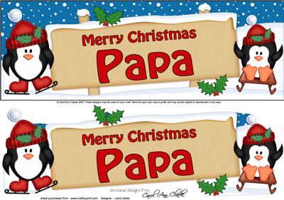 Xmas Papa Penguins Signpost Lge Dl Easicut 3D Decoupage