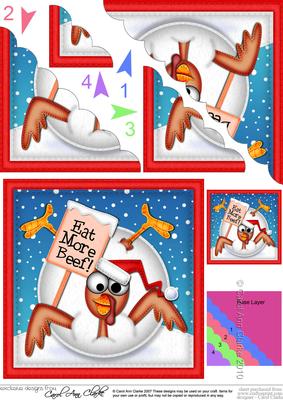Xmas Oops Percy Turkey Snowball Scallop Corner Topper