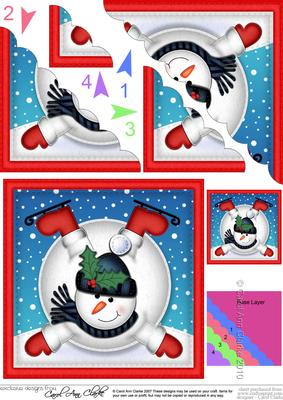 Xmas Oops Snowman Snowball Scallop Corner Topper