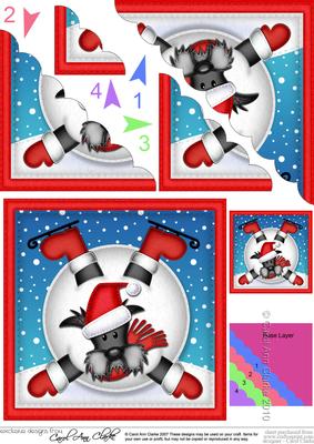 Xmas Oops Scottie Dog Snowball Scallop Corner Topper