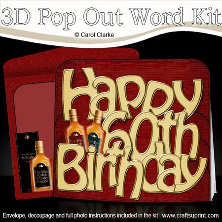 3D 60th Birthday Whisky Pop Out Word Card