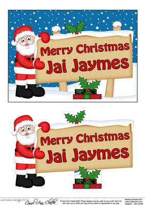 Xmas Jai Jaymes Santa Signpost 5x7 Easicut Decoupage