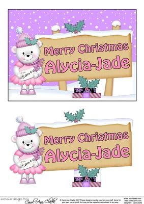 Xmas Alycia-jade Teddy Tess Signpost 5x7 Easicut Decoupage