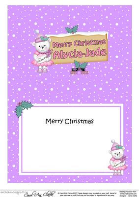 Xmas Alycia-jade Teddy Tess Signpost 5x7 Matching Insert
