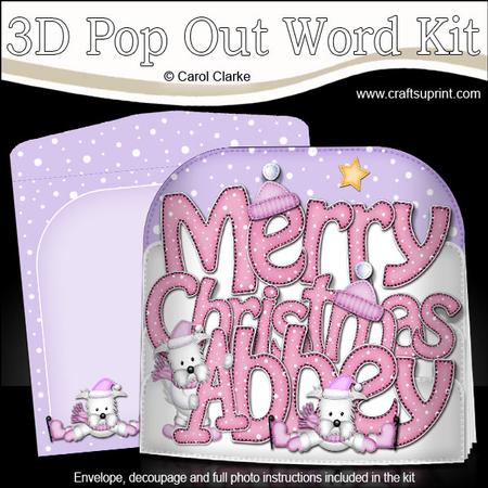 Merry Christmas Abbey Westie Dogs Pop Out Xmas Word Card