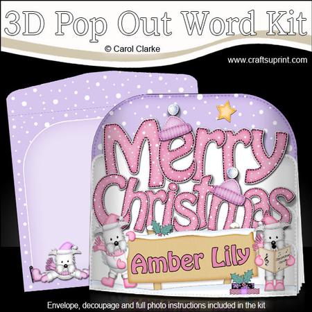 Amber Lily Westie Dogs Pop Out Xmas Signpost Word Card