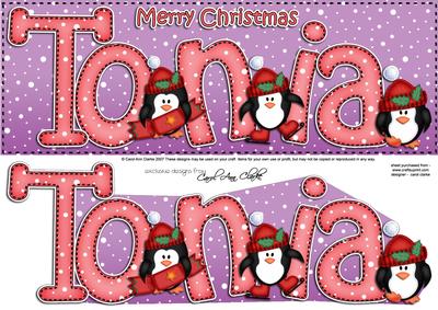Merry Christmas Tonia Penguins Large Dl & 3D Decoupage