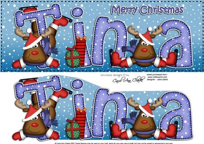 Merry Christmas Tina Rudolph Large Dl & 3D Decoupage