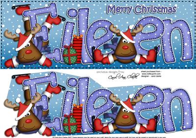 Merry Christmas Eileen Rudolph Large Dl & 3D Decoupage